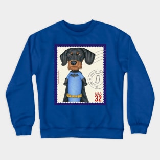 Superhero Dachshund Doxie with Bat emblem and Cape Crewneck Sweatshirt